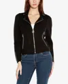 Belldini Black Label Women's Motorcycle Sweater Jacket In Black