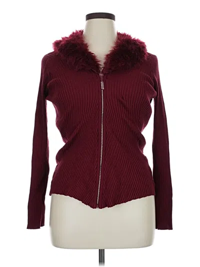 Pre-owned Belldini Faux Fur Jacket In Burgundy