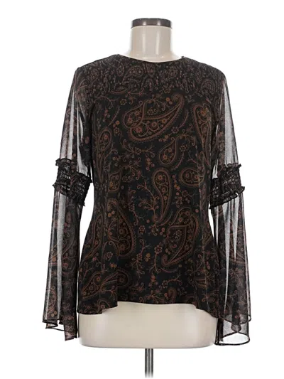 Pre-owned Belldini Long Sleeve Blouse In Brown
