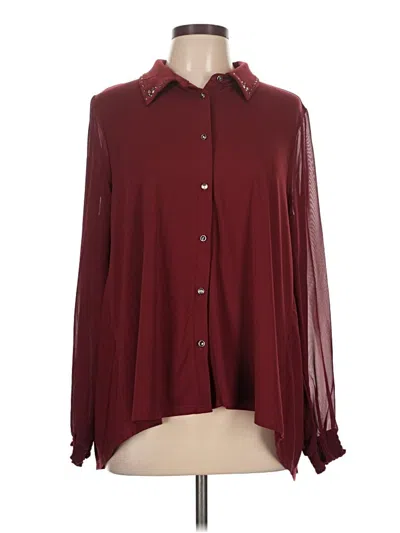 Pre-owned Belldini Long Sleeve Blouse In Burgundy