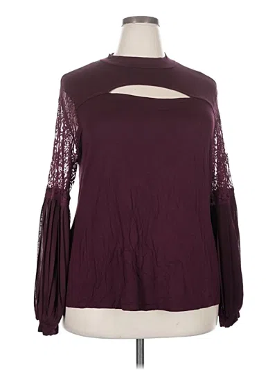 Pre-owned Belldini Long Sleeve Blouse In Burgundy