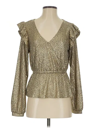 Pre-owned Belldini Long Sleeve Blouse In Gold