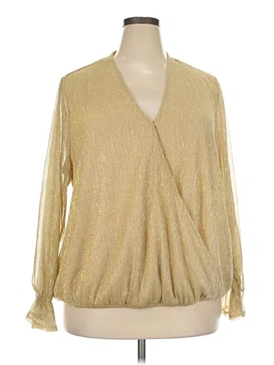 Pre-owned Belldini Long Sleeve Blouse In Gold