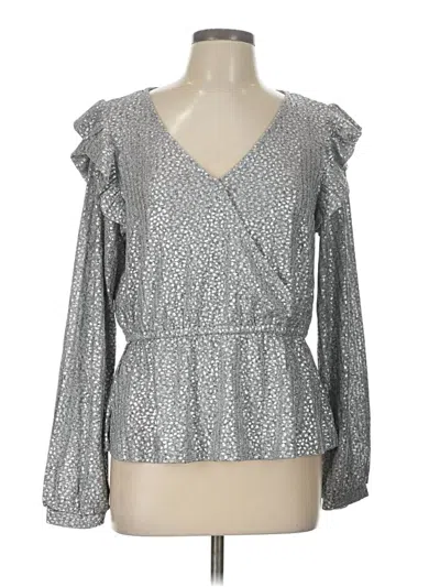 Pre-owned Belldini Long Sleeve Blouse In Silver