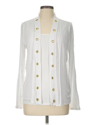 Pre-owned Belldini Long Sleeve Blouse In White