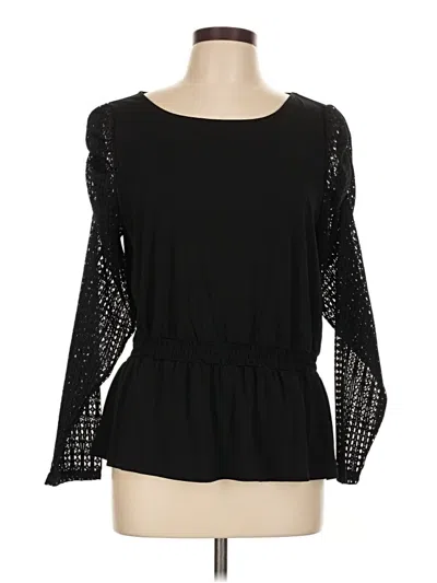 Pre-owned Belldini Long Sleeve Top Black Square Neckline Tops