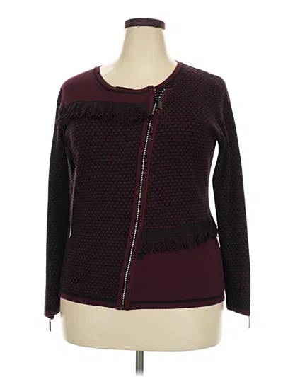 Pre-owned Belldini Long Sleeve Top Burgundy Square Neckline Tops