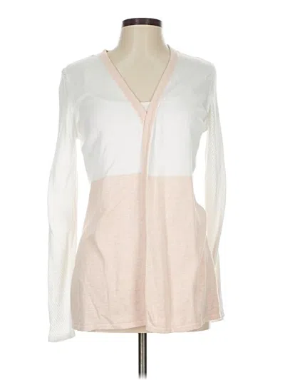 Pre-owned Belldini Long Sleeve Top Ivory Plunge Neckline Tops In White