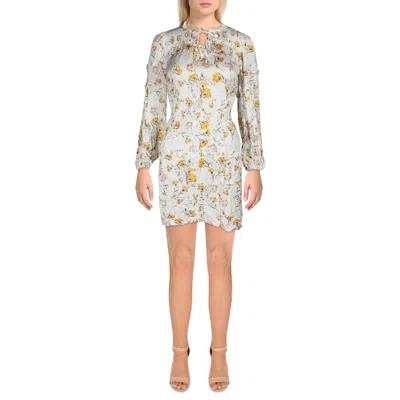 Belldini Petites Womens Floral Print Smocked Waist Fit & Flare Dress In Multi