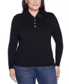 Belldini Plus Size Black Label Beaded Collar Sweater In Black