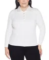 Belldini Plus Size Black Label Beaded Collar Sweater In White