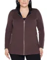 Belldini Plus Size Black Label Collared Sweater Jacket In Burgundy