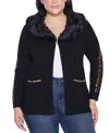 Belldini Women's Black Label Embellished Collar Cardigan Sweater In Black