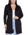 BELLDINI PLUS SIZE BLACK LABEL EMBELLISHED SLEEVE KNIT OPEN CARDIGAN SWEATER
