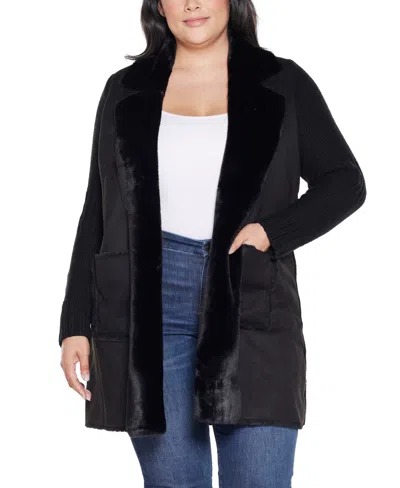 Belldini Plus Size Black Label-trim Cardigan Sweater