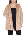 Belldini Plus Size Black Label-trim Cardigan Sweater In Brown