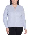 Belldini Plus Size Black Label Zip Cable Sweater In Blue