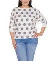Belldini Plus Size Boatneck Dot-pattern Sweater In White