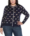 Belldini Plus Size Fetching Fun Cardigan Sweater In Black
