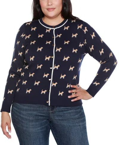 Belldini Plus Size Fetching Fun Cardigan Sweater In Black