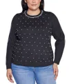 Belldini Plus Size Front-embellished Sweater In Blue