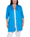 Belldini Plus Size Grommet-trim Duster Cardigan Sweater In Mediterranean