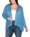 Belldini Plus Size Hi-low Open-front Swing Cardigan Sweater In Blue Moon