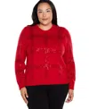 Belldini Plus Size Plaid-sequin Crewneck Pullover In Multi