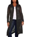 Belldini Plus Size Pointelle-stitch Duster Cardigan In Charcoal
