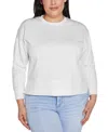 Belldini Plus Size Scuba Knit Drop-shoulder Top In Off White