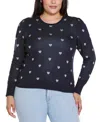 Belldini Plus Size Tiny Hearts Sweater In Blue