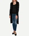 Belldini Pointelle-stitch Duster Cardigan Sweater In Black