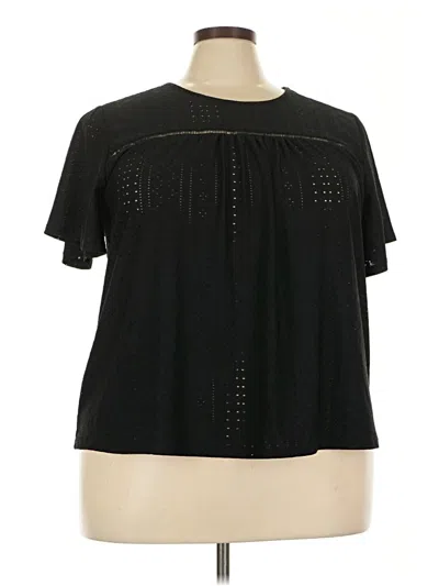 Pre-owned Belldini Short Sleeve Top Black Keyhole Neckline Tops
