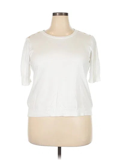 Pre-owned Belldini Short Sleeve Top Ivory Crew Neck Tops In White