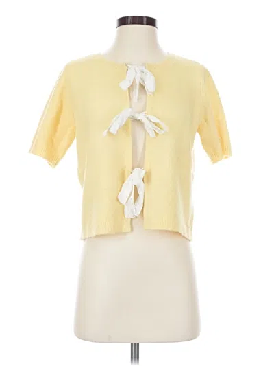Pre-owned Belldini Short Sleeve Top Yellow Tie Neck Tops