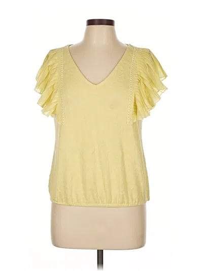 Pre-owned Belldini Short Sleeve Top Yellow V Neck Tops