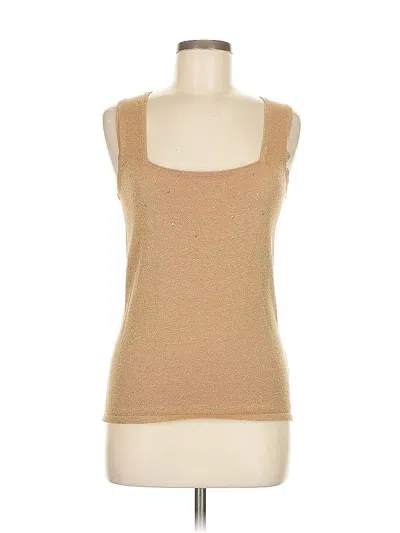Pre-owned Belldini Sleeveless Top Tan Scoop Neck Tops In Brown