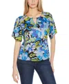 BELLDINI WOMEN'S ABSTRACT FLORAL CUTOUT DETAIL TOP