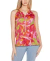 BELLDINI WOMEN'S ABSTRACT FLORAL TIE-NECK SLEEVELESS TOP