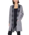 Belldini Women's Black Label Scarf-effect Open-front Coatigan Sweater In Gray