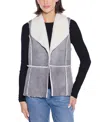 Belldini Plus Size Black Label Sherpa-trim Vest Sweater In Gray