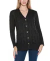 Belldini Women's Button-front Cable Cardigan Sweater In Black