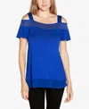 Belldini Plus Size Cold-shoulder Top In Cobalt