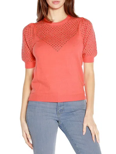 Belldini Women's Embellished Puff Sleeve Sweater In Red
