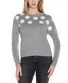 Belldini Women's Embroidered Flowers Sweater In Gray