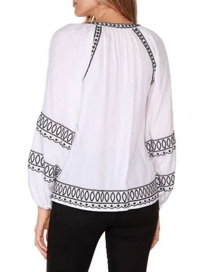 Belldini Women's Embroidered Peasant Top In White