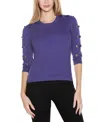 Belldini Plus Size Grommet-trim Ribbed Sweater In Blue