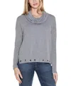 Belldini Women's Hacci Cowl Neck Knit Top In Gray