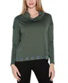 Belldini Women's Hacci Cowl Neck Knit Top In Green