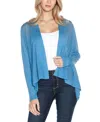 Belldini Plus Size Hi-low Open-front Swing Cardigan Sweater In Blumoon